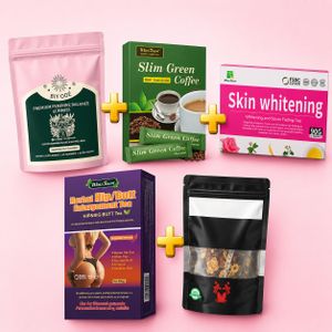 5-in-1 Ultimate Glow Combo – Hip Enlargement & Skin Whitening Tea Set with Primme DTX Fiber & Feminine Balance Gummies