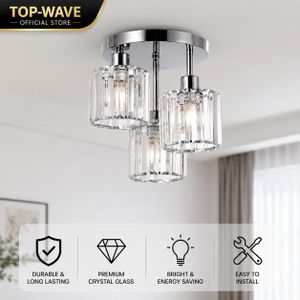 Nordic style modern crystal LED ceiling lamp, three lamp heads (bulb not included)