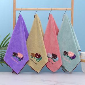 GALUIN 2pcs Absorbent Coral Fleece Thick Towel - Pink/Purple