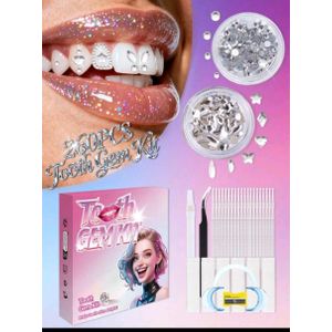 1Box Tooth Gem Kit DIY Teeth Jewelry Set with UV Light – Crystal Rhinestone Smile Decoration Kit - Gold/Silver