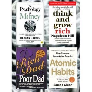 Newton Books The Essential Money & Habits Masterclass: The Psychology of Money, Think and Grow Rich, Rich Dad Poor Dad & Atomic Habits (4-Book Combo Set)