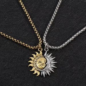 Sun and Moon Matching Necklace - Gold & Silver Two-Tone Couple Pendant Chain Jewelry