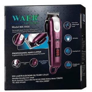 Waer Professional WA-9900 Hair Clipper – Rechargeable Cordless Barber Clipper with LCD Display & Adjustable Cutting Length