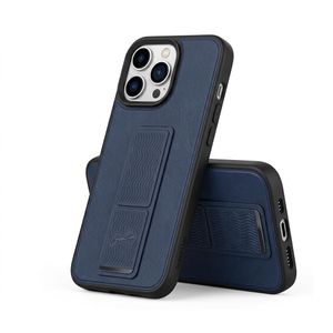 Green Lion Grip-X Kickstand Case for iPhone 16 Pro – Blue Leather Finish Cover
