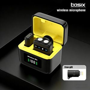 Basix Wireless Microphone Wireless Lavalier Microphone for iPhone Android Intelligent Noise Reduction For Live Streaming Vlog Recording Interview Shooting