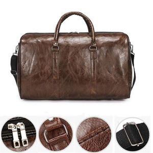 Gukbis Vintage g-enuine leather travel bag for women, a large-capacity duffel bag suitable for men's gym, overnight trips, or weekend getaways - Brown