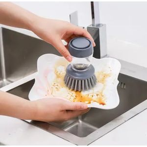 AD GALAXY Liquid Soap Dispenser Dish Washing Brush - Grey