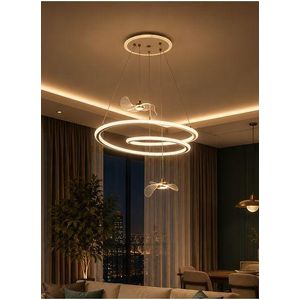 40W-60W Modern LED Ring Chandelier - Adjustable 3-Tier Artistic Curved Pendant Ceiling Light for Living Room, Dining Room & Bedroom, Warm/Neutral/Cool White