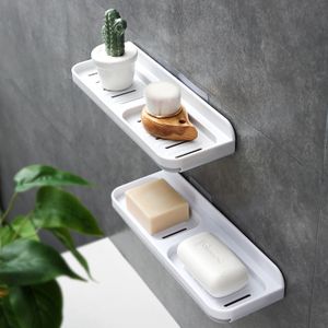 Soap Dish, Double Bar, Self Adhesive Shower Soap Holder  Bathroom,aluminum(black)