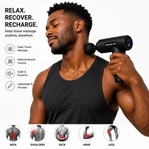 Oem Massage Gun Portable Fascia Deep Tissue Massager with Digital Display, USB Rechargeable, 6 Speed Levels – Black