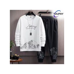 TOUPHY Sweatshirt 100% Cotton Men's T-shirt Suit-White