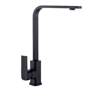 Portable 360-degree Rotate Hot & Cold Alloy Square Kitchen Sink Tap - Matte Black