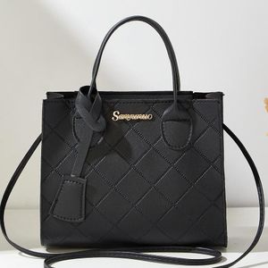 Black Quilted Tote Handbag - Elegant 2-in-1 Crossbody & Top Handle Bag