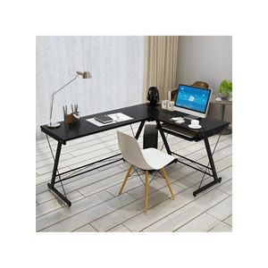 L-Shaped Desk, Spacious & Sturdy MDF Computer Desk, Corner Design Desk For Home Bedroom Office Study Workstation (L(120+110) x D48 x H74)cm / (L(47.2+43.3) x D18.9 x H29.1)inch - Black