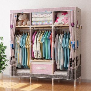   Foldable Wooden Wardrobe  - Multicolor