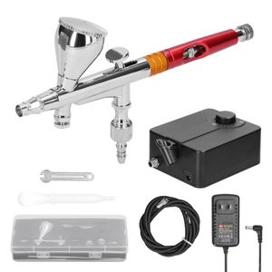 Multi-functional Airbrush Kit with Compressor Handheld Air Brush Set  Dual-Action 5-level Adjustable Pressure Max.25PSI with 3pcs Paint Cups for  Painting Craft Model Coloring Nail Art Makeup 