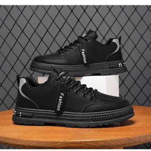 CFZIYOU Men's Comfortable Solid Color Sneakers, Wear-Resistant Skateboarding Shoes-Black