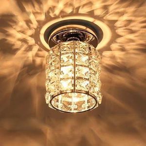 Nordic Round Plaid Crystal Ceiling Lamp Modern Minimalist Tricolor Light