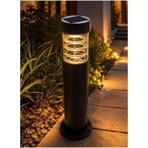 1200mAh Battery Solar Bollard Light - 2W Dual-Color LED Pathway Post Lamp with Manual Switch
