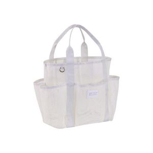 Mesh Beach Bag Outdoor Swimming Toiletries Storage Tote Portable Cosmetic Handbag - Beige