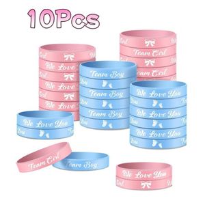 Mouniubull 10-Piece Pink Blue Gender Reveal Party Favors Bracelets, Team Boy Silicone Wristbands and Team Girl Rubber Bracelets for Gender Reveal Game Party Supplies Decorations