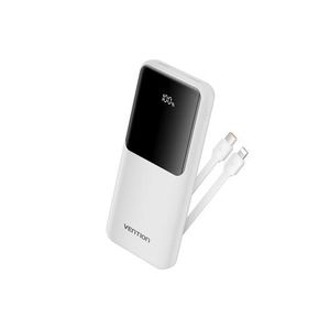 Series Power Bank 10000mAh 22.5W Digital Display Phone Charger with Built-in USB-C + 8Pin Cable - White