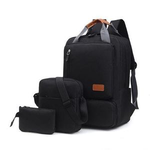 3-in-1 Anti-Theft Backpack Set  - Laptop Bag + Crossbody Pouch + Wallet for Students & Travel, Water-Resistant Black