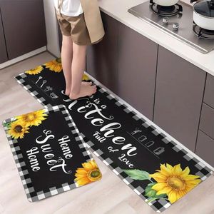 (Promotion)2 Pieces Kitchen Rug Set Anti-fatigue Kitchen Mat Dirt Resistant Backing Mat Throw Rug for Kitchen Doormat Runner Rug Set Floor Carpet Household Carpet Home Decor