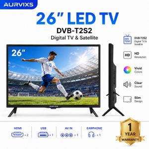 AURVIXS 26 Inch LED TV HD Digital TV DVB-T2 HDMI USB Energy Saving Black 1 Year Warranty
