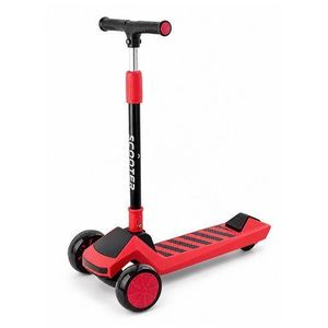  Kids 3-Wheel Scooter with Light-Up Noiseproof Wheels, Built-in Music, Adjustable Handlebars - Red