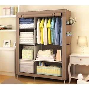 Portable Wardrobe - 6 Shelves - Coffee