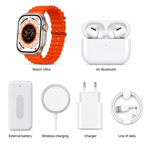 Smart Watch & Wireless Earbuds Combo Set with Magnetic Power Bank, Wireless Charger & Fast Charger – X10 2.02 Watch Ultra Bluetooth Fitness Tracker