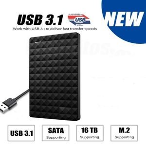 Portable 16TB external hard drive (HDD) – USB 3.0 interface, suitable for desktop and laptop computers.
