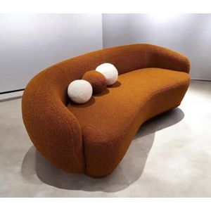 Accent Modern Curved Bouclé Sofa with Spherical Pillows