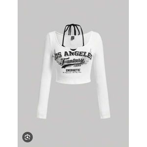 SHEIN Women's long sleeve cropped top-light -white