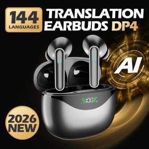 2026 New AI Translation Earbuds DP4, 144 Languages, AI Smart Earbuds, Language Translator, Precise two way translation for major global languages communication made easy! Compatible with all smartphones, ideal for socializing, travel, business, learning
