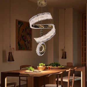 Three Colour Modern Spiral Crystal Chandelier Gold Finish Metal Cry...