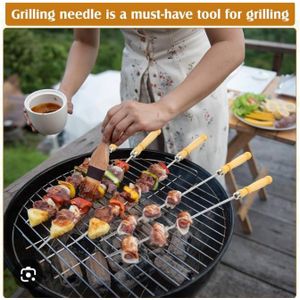 A Bonne 12pcs Reusable Barbeque Skewer - Sliver