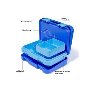 810ml Kids Bento Box Dual-Buckle Lunch Box with 2 Modular Containers Microwave Safe (BPA-Free) (W8.3 x D5.8 x H1.8)inch - Blue