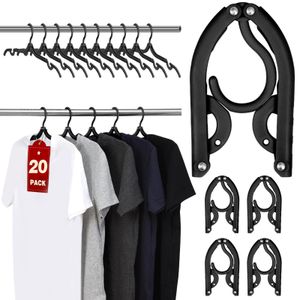 NIKIHONG 20 Pcs Travel Hangers Plastic,Cruise Ship Essentials Foldable Hangers Portable Cruises Must Haves, Suitcase, RV Camping Vacation Essential(Black)