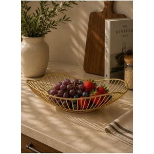 Curved Edge Modern Fruit Bowl for Kitchen Table XJ-1100-51 (W12.2 x H2.5)inch - Gold