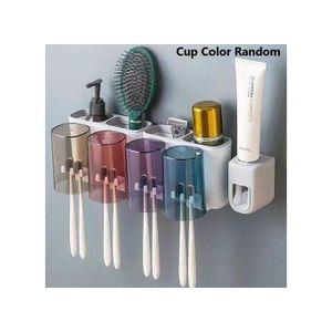 Toothbrush Holder & Toothpaste Dispenser-With Four Cups