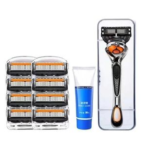 Best-selling, high-quality five-blade progressive stainless steel men's razor, with sharp and durable blades. Includes 1 razor handle and 8 blades