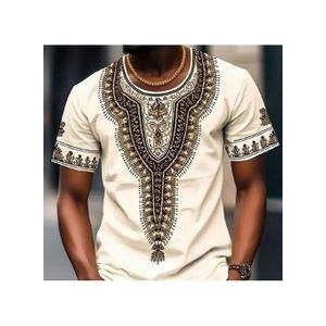 Men's Vintage Short-sleeved African Traditional Printed Pattern T-shirt