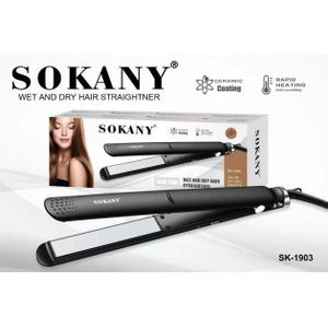 Sokany Wet and Dry Ceramic Hair Straightener (SK-1903) – Rapid Heating Flat Iron for Salon Smooth Styling