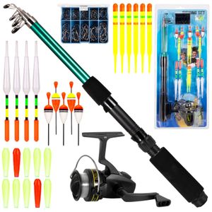 Fishing Rod and Reel Combo Full Kit 1.8m Telescopic Fishing Rod Pole and  Spinning Reel Set with Lures Swivels Bell Float Hair Rigs Fishing  Accessories 