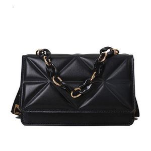 Geometric Small Square Bag Wide Shoulder Strap One Shoulder Messenger Bag-Black