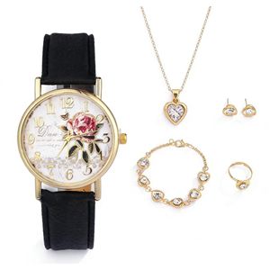Women Elagant Watch set Casual Simple Steel Strap Quartz Watch Love Bracelet  Set Luxury Temperament Gril Wristwatch