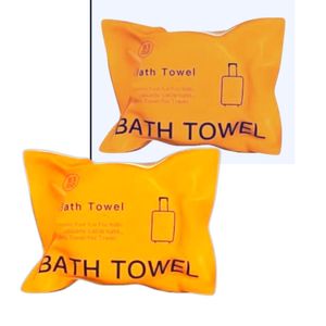 2PCS 70x140cm  Bath & Shower Disposable Towel Compressed Towels, Pure Cotton Portable Washcloth For Camping or Travel  - Orange