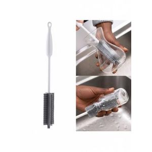 Silicone Cup Brush Kitchen Bottle Cleaning Tool Long Handle Drink Glass Bottle Wash Cup Cleaning Brush Cleaner - Grey